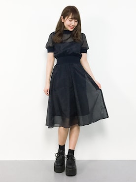 「ネイビーワンピース」｜エル 🍒さん（レディース・157cm・10代）の冬コーディネート