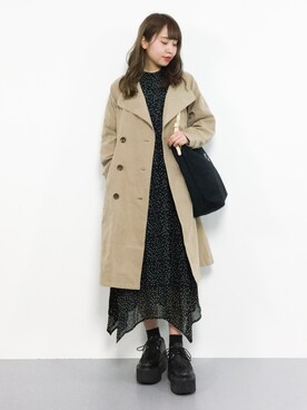 「rps（アールピーエス）のアイテム（トレンチコート）」を使った、エル 🍒さん（レディース・157cm）の春コーディネート