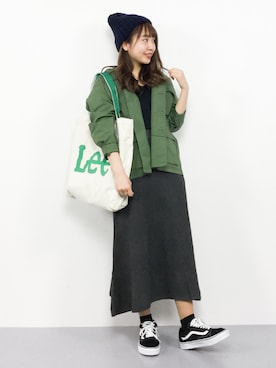 「トートバック」｜「アイテム（ブルゾン）」を使った、エル 🍒さん（レディース・157cm）の春コーディネート