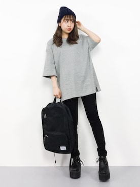 「SPINNS（スピンズ）のアイテム（バックパック/リュック）」を使った、エル 🍒さん（レディース・157cm）の春コーディネート