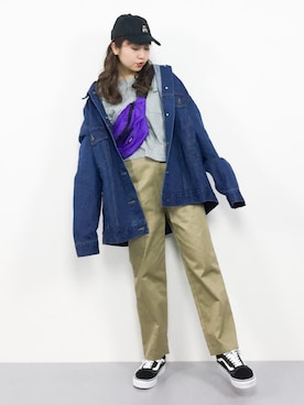 「unrelaxing（アンリラクシング）のアイテム（キャップ）」を使った、エル 🍒さん（レディース・157cm）の春コーディネート