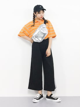 「アイテム（ボディバッグ/ウエストポーチ、シルバー系）」を使った、エル 🍒さん（レディース・157cm）の夏コーディネート