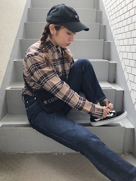 「179/WG（イチナナキュウダブルジー）のアイテム（帽子）」を使った、エル 🍒さん（レディース・157cm）の秋コーディネート