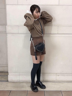 「ニーハイソックス」｜「アイテム（その他）」を使った、エル 🍒さん（レディース・157cm）の秋コーディネート