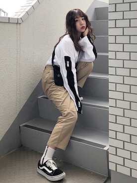 「白ソックス」｜エル 🍒さん（レディース・157cm）の秋コーディネート