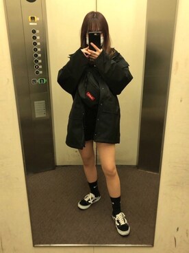 「STUSSY（ステューシー）のアイテム（ブルゾン）」を使った、エル 🍒さん（レディース・157cm）の冬コーディネート