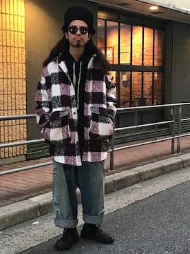 「RICK OWENS」｜「アイテム（ニットキャップ/ビーニー）」を使った、AOKIFLASH‼︎!さん（メンズ・166cm）の秋コーディネート