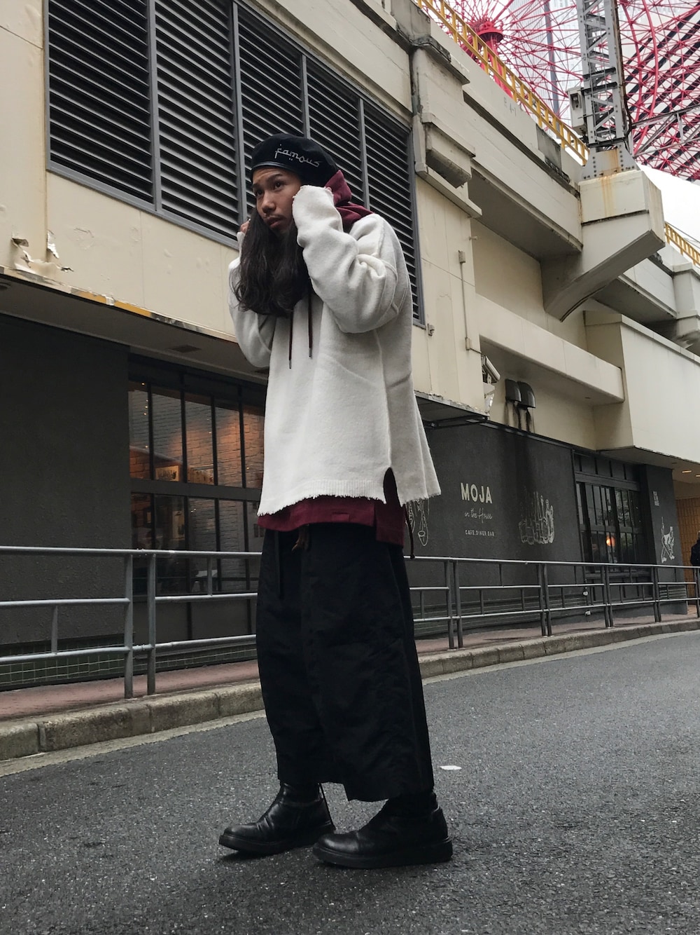 「FACCIES、FentyPumaByRihanna、Azuma.、Ann Demeulemeester、WORLD wide FAMOUS、ROYAL FLASH、ROYALFLASH、royalflash梅田、大阪、梅田」｜「ROYAL FLASHのFaccies/ファッチーズ/ニット無地 裾ダメージ LS（ニット/セーター、ホワイト系）」を使った、AOKIFLASH‼︎!さん（メンズ・166cm）の秋コーディネートの1枚目の写真