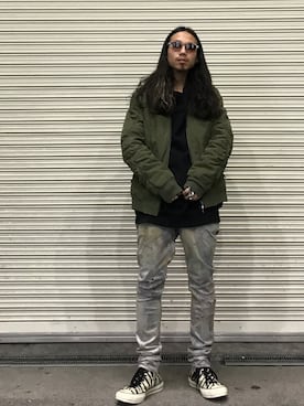 「大阪」｜「アイテム（ブルゾン）」を使った、AOKIFLASH‼︎!さん（メンズ・166cm）の冬コーディネート