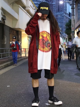 「KMRii（ケムリ）のアイテム（パーカー）」を使った、AOKIFLASH‼︎!さん（メンズ・166cm）の春コーディネート