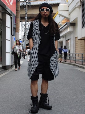 「KMRii（ケムリ）のアイテム（スニーカー）」を使った、AOKIFLASH‼︎!さん（メンズ・166cm）の夏コーディネート
