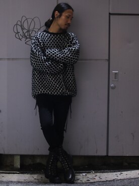 「KMRii（ケムリ）のアイテム（ニット/セーター）」を使った、AOKIFLASH‼︎!さん（メンズ・166cm）の秋コーディネート