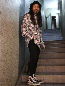「ISAMU KATAYAMA BACKLASH（イサムカタヤマバックラッシュ）のアイテム（キャスケット）」を使った、AOKIFLASH‼︎!さん（メンズ・166cm）の秋コーディネート