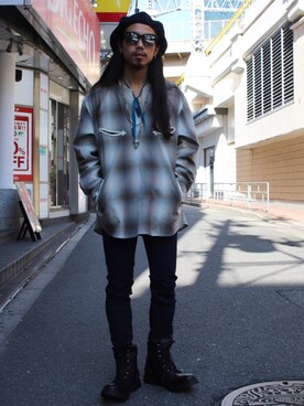 「ISAMU KATAYAMA BACKLASH（イサムカタヤマバックラッシュ）のアイテム（キャスケット）」を使った、AOKIFLASH‼︎!さん（メンズ・166cm）の秋コーディネート