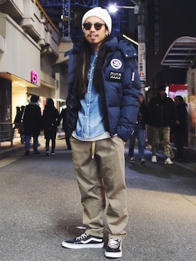 「muta（ムータ）のアイテム（帽子）」を使った、AOKIFLASH‼︎!さん（メンズ・166cm）の冬コーディネート