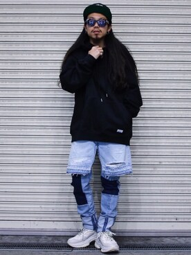 「Yohji Yamamoto（ヨウジヤマモト）のアイテム（帽子）」を使った、AOKIFLASH‼︎!さん（メンズ・166cm）の冬コーディネート