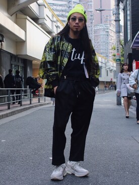「ROYAL FLASH（ロイヤルフラッシュ）のアイテム（ニットキャップ/ビーニー）」を使った、AOKIFLASH‼︎!さん（メンズ・166cm）の春コーディネート