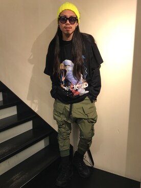 「ROYAL FLASH（ロイヤルフラッシュ）のアイテム（ニットキャップ/ビーニー）」を使った、AOKIFLASH‼︎!さん（メンズ・166cm）の春コーディネート
