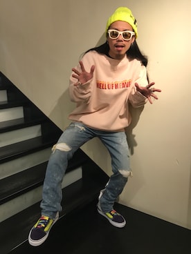 「ROYAL FLASH（ロイヤルフラッシュ）のアイテム（ニットキャップ/ビーニー）」を使った、AOKIFLASH‼︎!さん（メンズ・166cm）の春コーディネート