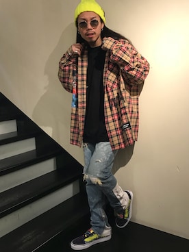 「ROYAL FLASH（ロイヤルフラッシュ）のアイテム（ニットキャップ/ビーニー）」を使った、AOKIFLASH‼︎!さん（メンズ・166cm）の春コーディネート