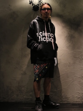 「SUPERTHANKS」｜「アイテム（パーカー）」を使った、AOKIFLASH‼︎!さん（メンズ・165cm）の夏コーディネート