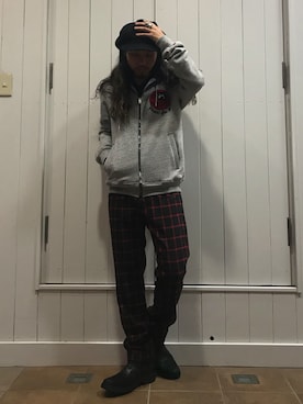 「ISAMU KATAYAMA BACKLASH（イサムカタヤマバックラッシュ）のアイテム（キャスケット）」を使った、AOKIFLASH‼︎!さん（メンズ・166cm）の秋コーディネート