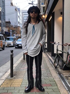 「ISAMU KATAYAMA BACKLASH（イサムカタヤマバックラッシュ）のアイテム（キャスケット）」を使った、AOKIFLASH‼︎!さん（メンズ・166cm）の冬コーディネート