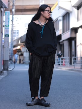 BED J.W. FORD Two Tucks Stripe Pants (20SS-B-PT02-2)を使った