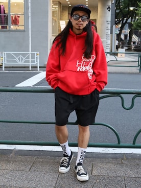 「SUPERTHANKS」｜「アイテム（帽子）」を使った、AOKIFLASH‼︎!さん（メンズ・166cm）の夏コーディネート