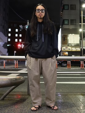 「ISAMU KATAYAMA BACKLASH（イサムカタヤマバックラッシュ）のアイテム（パーカー）」を使った、AOKIFLASH‼︎!さん（メンズ・166cm）の夏コーディネート