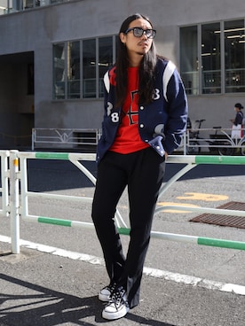 「スウエット」｜「アイテム（ブルゾン）」を使った、AOKIFLASH‼︎!さん（メンズ・166cm）の秋コーディネート