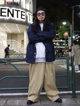 「ISAMU KATAYAMA BACKLASH（イサムカタヤマバックラッシュ）のアイテム（キャスケット）」を使った、AOKIFLASH‼︎!さん（メンズ・166cm）の秋コーディネート