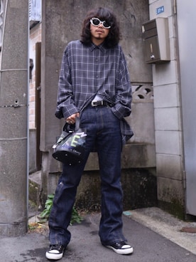 「ISAMU KATAYAMA BACKLASH（イサムカタヤマバックラッシュ）のアイテム（スニーカー）」を使った、AOKIFLASH‼︎!さん（メンズ・166cm）の春コーディネート