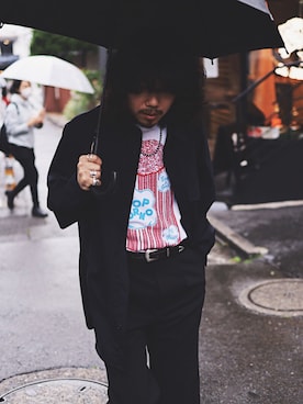 「雨」｜「アイテム（アクセサリー）」を使った、AOKIFLASH‼︎!さん（メンズ・166cm）の春コーディネート