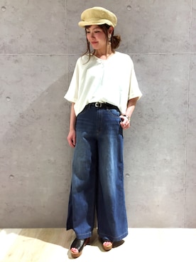 「LEPSIM（レプシィム）のアイテム（キャスケット）」を使った、risaさん（レディース・155cm）の夏コーディネート