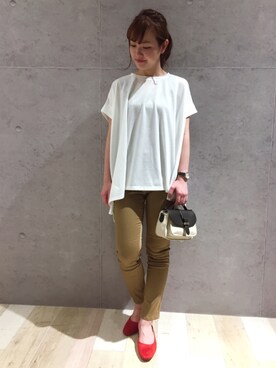 「LEPSIM（レプシィム）の【日々アイテム】ストレッチムジスリムパンツ17FW　762936（その他パンツ）」を使った、risaさん（レディース・155cm）の夏コーディネート