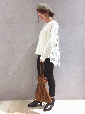「LEPSIM（レプシィム）のアイテム（ハンチング/ベレー帽）」を使った、risaさん（レディース・155cm）の秋コーディネート
