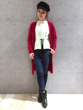 「LEPSIM（レプシィム）のアイテム（キャスケット）」を使った、risaさん（レディース・155cm）の秋コーディネート