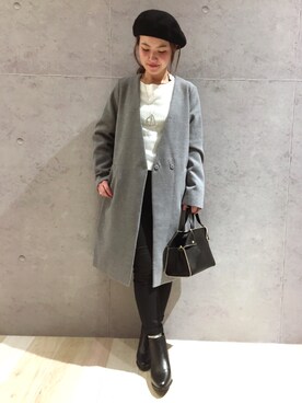 「LEPSIM（レプシィム）のアイテム（ハンチング/ベレー帽）」を使った、risaさん（レディース・155cm）の秋コーディネート