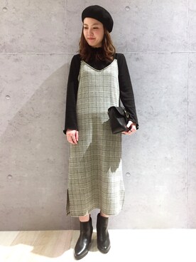 「LEPSIM（レプシィム）のアイテム（ハンチング/ベレー帽）」を使った、risaさん（レディース・155cm）の秋コーディネート