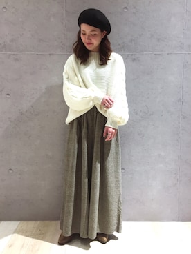 「LEPSIM（レプシィム）のアイテム（ハンチング/ベレー帽）」を使った、risaさん（レディース・155cm）の冬コーディネート