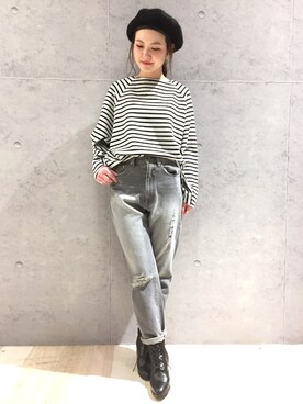 「LEPSIM（レプシィム）のアイテム（ハンチング/ベレー帽）」を使った、risaさん（レディース・155cm）の冬コーディネート