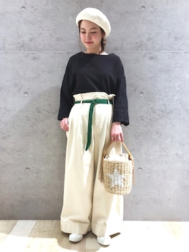 「LEPSIM（レプシィム）のアイテム（ハンチング/ベレー帽）」を使った、risaさん（レディース・155cm）の春コーディネート