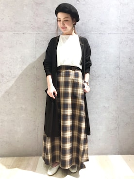「LEPSIM（レプシィム）のアイテム（ハンチング/ベレー帽）」を使った、risaさん（レディース・155cm）の秋コーディネート