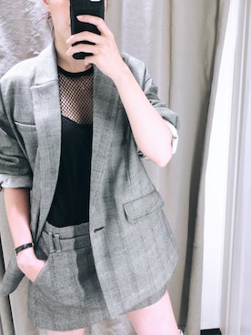 「メッシュTシャツ」｜「アイテム（ジャケット/アウター）」を使った、yu3m115さん（レディース・163cm）の夏コーディネート