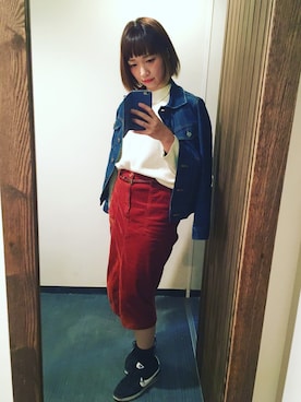 「仕事着」｜「アイテム（デニムジャケット）」を使った、ruru＊さん（キッズ・100cm）の冬コーディネート