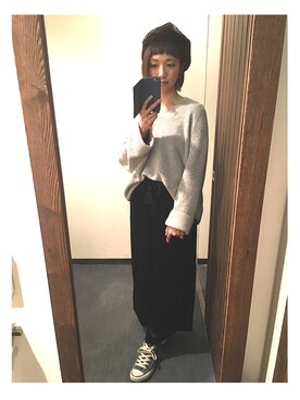 「仕事コーデ」｜「アイテム（ハンチング/ベレー帽）」を使った、ruru＊さん（レディース・156cm）の冬コーディネート