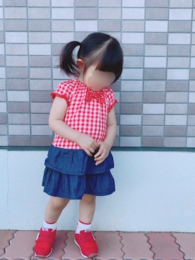 「MIKI HOUSE（ミキハウス）のアイテム（ワンピース/ドレス）」を使った、❁Runa❁さん（キッズ・80cm）の夏コーディネート