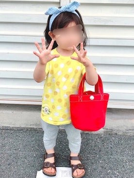 「MIKI HOUSE（ミキハウス）のアイテム（バッグ）」を使った、❁Runa❁さん（キッズ・74cm）の夏コーディネート