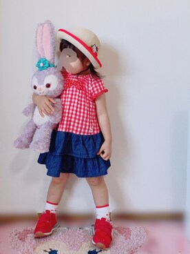 「MIKI HOUSE（ミキハウス）のアイテム（ワンピース/ドレス）」を使った、❁Runa❁さん（キッズ・80cm）の夏コーディネート